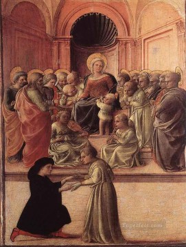 フラ・フィリッポ・リッピ Painting - 聖母子と聖者と崇拝者 ルネサンス フィリッポ・リッピ